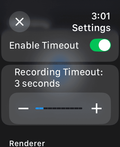 Whisperer input timeout settings on Apple Watch